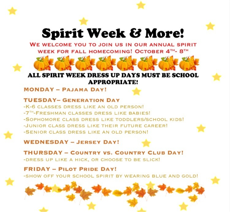 Fall spirit week flyer
